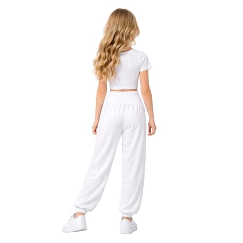 Conjunto de Crop Top Neón y Leggings Harem Militar para Niña Blanco Talla 11-12 Años 3