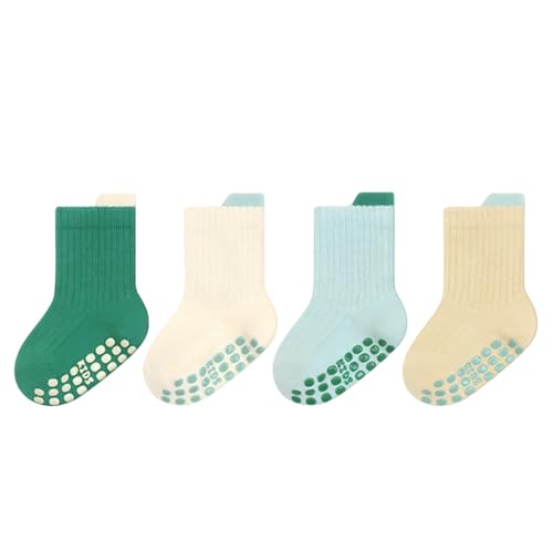 Toddler Boys Girls Solid Color Socks Little Kids Non-Slip Grip Ankle Socks Infant Baby Gifts Crew Cotton Socks