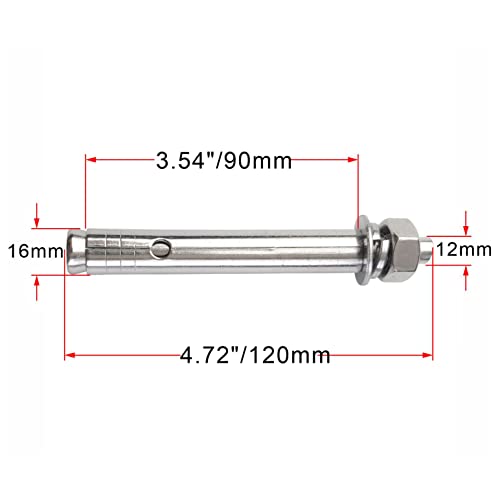 Image of 10 Pack M12x120mm Expansion Bolts Anchor Bolt 304 Stainless Steel External Hex Expansion Screw Bolt Sleeve Anchor Fastener Wall Concrete