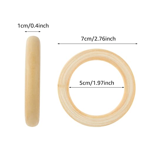Ziqi 80 Pcs Wooden Rings For Crafts, Natural Unfinished Solid Wood Rings Smooth Wood Circles For Diy Craft, Ring Pendant Connectors, Jewelry Making And Macrame Decor (2.75"/70Mm) #TOP1