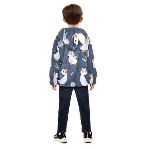 Cute Birds Pattern Print Toddler Fleece Jacket Girl Boys Hooded Fleece Jacket Coat Warm Outwear Zip-up 3-10T4