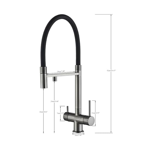 Robinet évier de cuisine gris avec bec extractible pour grand espace - 8