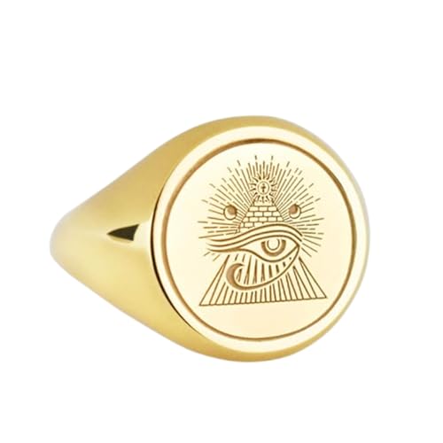 Bague Œil d'Horus en argent | Cadeau idéal chevalière ronde plaquée or