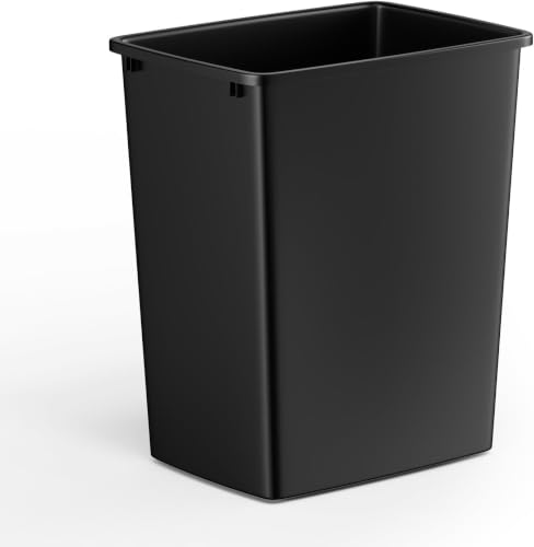 Image of ROOMTEC 35QT Kitchen Trash Can,Sturdy and Lightweight Slim Trash Can,1 Pack | 35QT Plastic Trash Can, Trash Cans for Kitchen, Workspace, Bathroom, Office, Easy to Clean ,Wide-open Top Design, Black