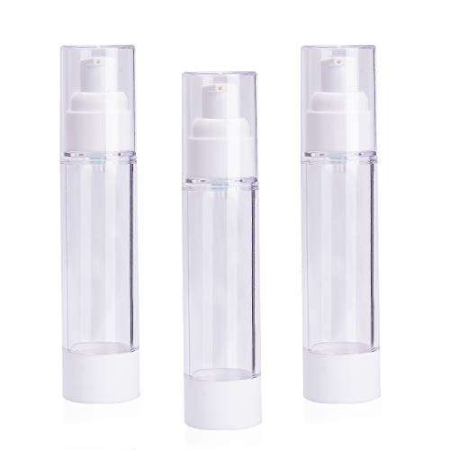 Noverlife 3 Pack 120ml / 4oz Airless Pump Vacuum Toiletry Botellas de Viaje, Cosméticos herméticos Contenedores de Plástico Rellenables, A Prueba de Fugas, Ideal Para Cremas Hidratantes en Gel