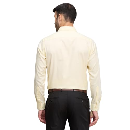 Image of Raymond Men's Slim Fit Solid Pattern Pure Cotton Full Sleeve Semi Cut Away Collar Formal Shirt