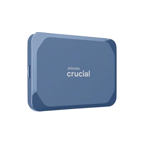 Crucial X10 4To Disque SSD Externe Portable, Jusqu’à 2100Mo/s, USB-C 3.2 Gen2, Résistance à la poussière et à l'eau classée IP65, Disque Dur Externe, Bleu Mat - CT4000X10SSD9-02
