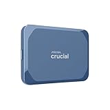 Crucial X10 1TB Externe SSD Festplatte, bis zu 2.100MB/s, USB-C 3.2 Gen2, IP65 Wasser- und Staubgeschützt, Portable SSD für Mac, PC, Smartphone und Spielkonsole, Blau matt - CT1000X10SSD9-02
