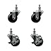 890883720 883720 True 3 Inch Threaded Stem Caster Set - Light Duty Replacement - Polyolefin Wheel - Includes 2 Swivel Casters & 2 Swivel Casters with Brakes - Service Caster Brand