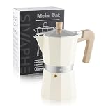 Sivaphe Stovetop Coffee Maker 450ml, Aluminium Italian Espresso Maker, Gas & Electric Stove Top Moka Pot, 9 Cups, White