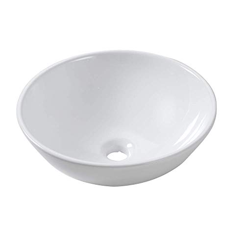 Lordear Round Vessel Sink 16 x16 Inch Modern Above Counter Bathroom Sink White Porcelain Ceramic...