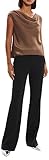 Theory Women's Short Sleeve Cowl Top, Pecan, X-Large