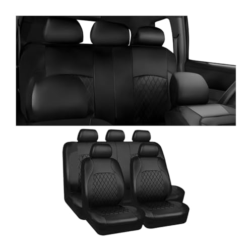 JNNJ 9 Pièces Set Complet Housses De Siège Voiture, Protection Siège Universelle en Cuir, Siège Auto Respirant Antidérapant, Housses Sièges Avant Et...