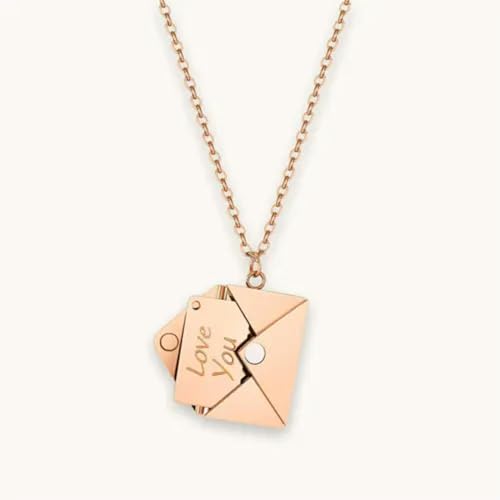 Collier enveloppe argent 925 femme médaille amour pendentif gravé tendance