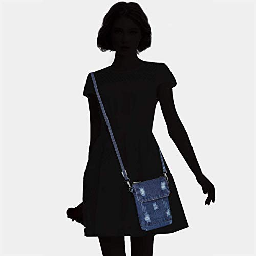 Aocina Small Denim Purse Blue Jean Purse Denim Crossbody Bags For Women Small Purse For Teenager Girls (A-Dark Blue) #TOP4