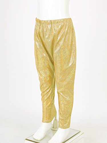 Girls Kids Sequin Metallic Elastic Waistband Trousers Little Boys Hip Hop Jazz Streetwear Dance Sports Trousers Gold 9-10 Years4