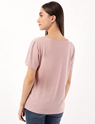 Image of Marks & Spencer Womens Solid Polyester Blend Crew Neck Relaxed Fit T Shirt