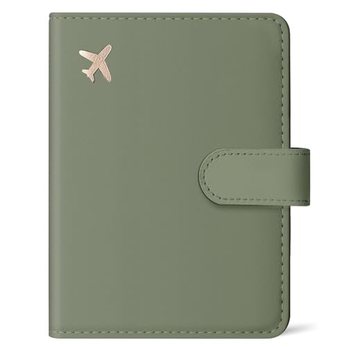 Passport Holder for Travel Essentials, RFID Blocking Leather Cover Wallet