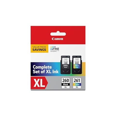 Canon PG-260 XL / CLI-261 XL Genuine Ink Value Pack (2 Cartridges), Compatible with TS5320, TR7020 Cover