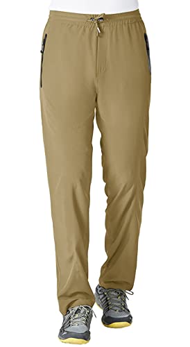 Rdruko Men's Casual Pants Lightweight Quick Dry Stretch Workout Gym Athletic Sweat Pants with Pockets(Khaki, US XXL)