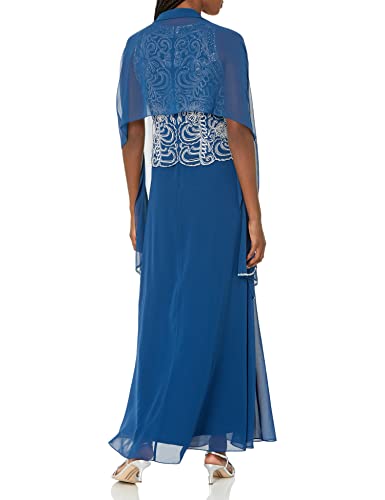 Image of J Kara Womens Petite Sleeveless Scallop Long Beaded Dress W /Scarf