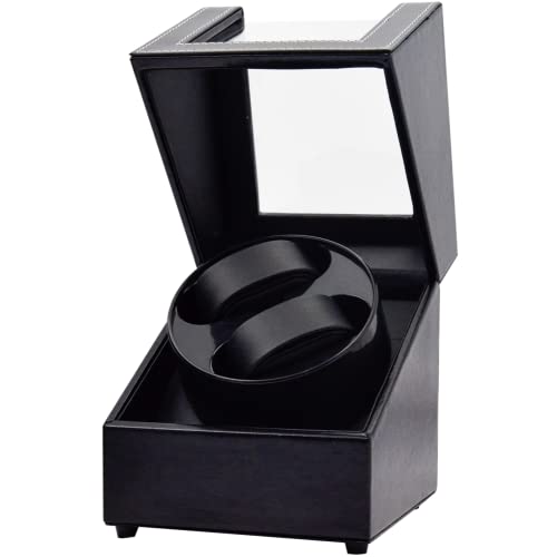 ZOEJOE 2 Watch Winders for Automatic Watches with Quiet Japanese Mabuchi Motor,Automatic Watch Winder for Men's and Women's Watches,Only USB Cable PU Black