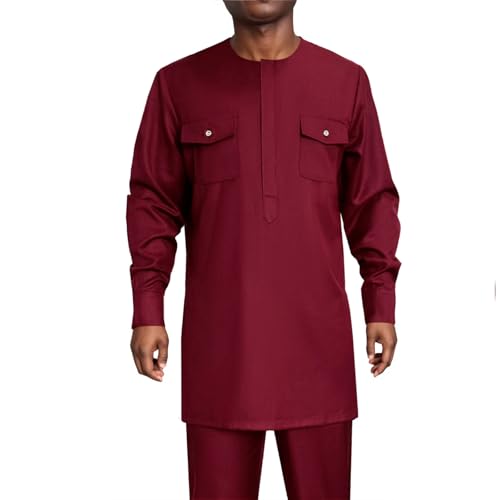 Men African Outfits 2 Piece Set Shirt Pants Nigerian Dashiki Suit Attire Clothing3