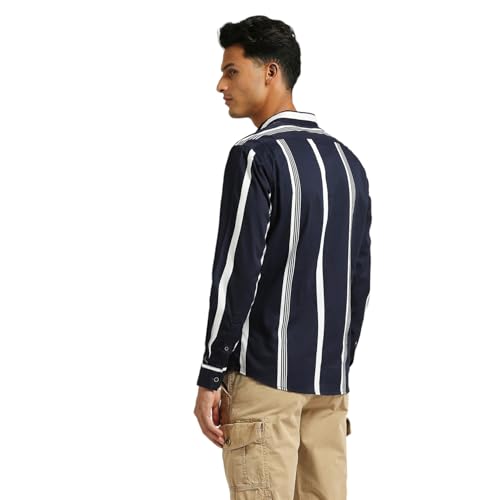 Image of Pepe Jeans Men's Casual Shirt | Striped Shirt for Men| Regular Fit | Vertical Stripes | Full Sleeve | Available in Plus Size