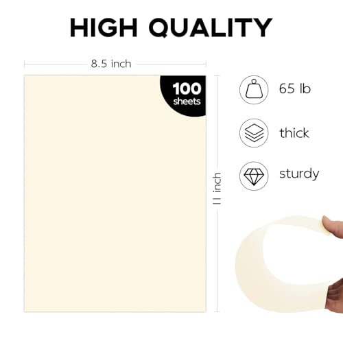 100 Sheets Cream Cardstock 8.5 x 11 Off White Card Stock,Goefun 65lb Ivory Paper Printer Paper for Cards Making, Office Printing, Wedding image 3