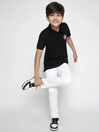 Image of Li'l Tomatoes Boys Lil Tomatoes Boys Marvel Cotton Polo T-Shirt, Black, 15-16 Years