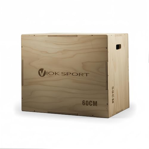 VIOK SPORT Cajón de Salto Pliométrico de Madera 40x50x60 cm Equipo de Entrenamiento para Agilidad y Potencia, Ideal para Ejercicios de Fitness en Casa o en el Gimnasio