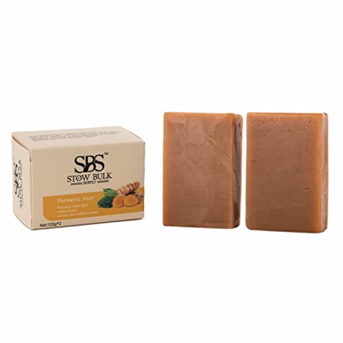 Stow Bulk 2 Pieces Turmeric Soap W/Shea Butter, Hyaluronic Acid, Vitamins, Retinol, Collagen, Olive Oil - Natural Soap For Cleansing & Moisturizing, 4.2 Ounces #TOP25