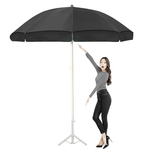 Image of ORILEY Garden Umbrella with Stand Foldable Big Size (7ft Height 42 Inch Rib Arm) Heavy Duty Waterproof Rain & UV Sun Protection Outdoor Patio for Balcony Shedding Cantilever & Lawn (Black)