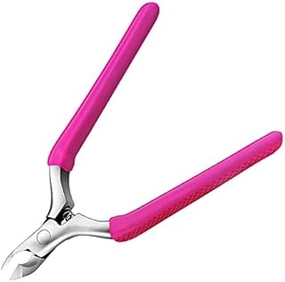 ANRUI Cuticle Remover, Cuticle Nipper Professional Cuticle Trimmer Remover Tools, Non-Slip Silicone Handle Medical Grade Stainless Steel Cubical Cutter for Dry Skin (Rose)
