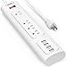 Power Strip,Bototek Surge Protector 4-Port USB Charging Ports and 4 AC Outlets,1250W USB Power Strip with 6 Feet Long Cord for Smartphone Tablets Home,Office & Hotel- White