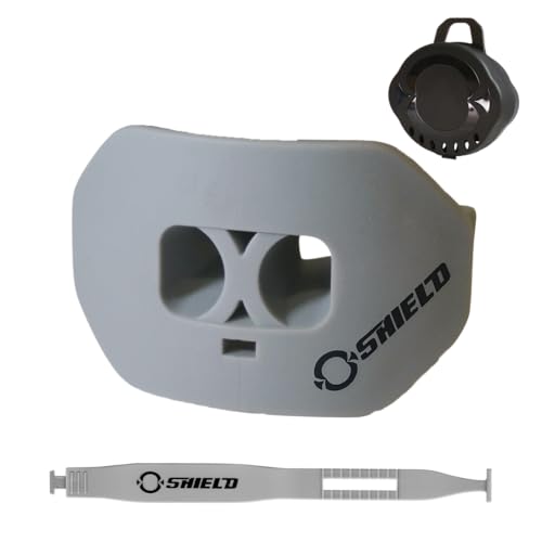 Protector bucal fútbol americano O Shield gris plateado con protector labial extendido