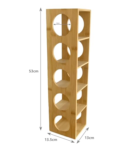 Bamboo Stackable Wine Rack | Horizontally or Vertically | 5 Bottle Organiser Wine Racks Free Standing | Counter Top Bottle Stand Holder for Home Bar, Kitchen, Cabinets (Twin Pack) - Image 4