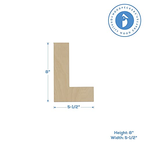 Woodpeckers Wooden Letter L Cutouts 8" - Baltic Birch - Wooden Letter Decor - Craft Wood - Pack of 1 - image 2