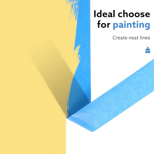 Image of Blue Painters Tape 1 Inch Wide, 10 Pack Blue Painters Masking Tape Bulk for Wall Painting Edges Trimming, 1 Inch X 55 Yards X 10 Rolls(550Yards Tatol)