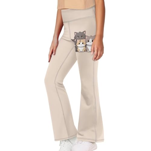 Image of Girls Leggings Floral Print High-Waisted Flared Pants 5-14 Years