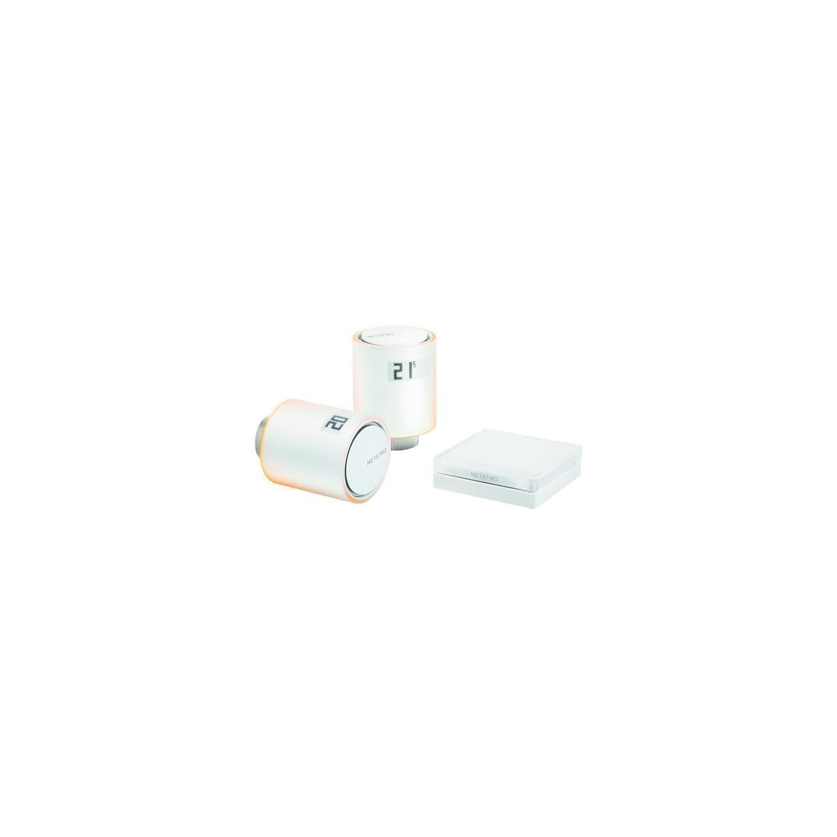 Netatmo NVP-PRO Starter Zestaw do obudowy zbiorowej z 2 inteligentnymi, podłączonymi głowicami termostatycznymi i 1 przekaźnikiem
