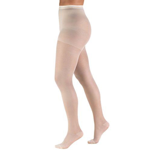 Image of Truform 15-20 mmHg Compression Pantyhose, Sheer 20 Denier Women's Shaping Tights, Ivory, Medium