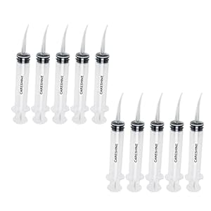 CARESHINE 10pcs Disposable Dental Irrigation Syringe with Curved Tip 12CC