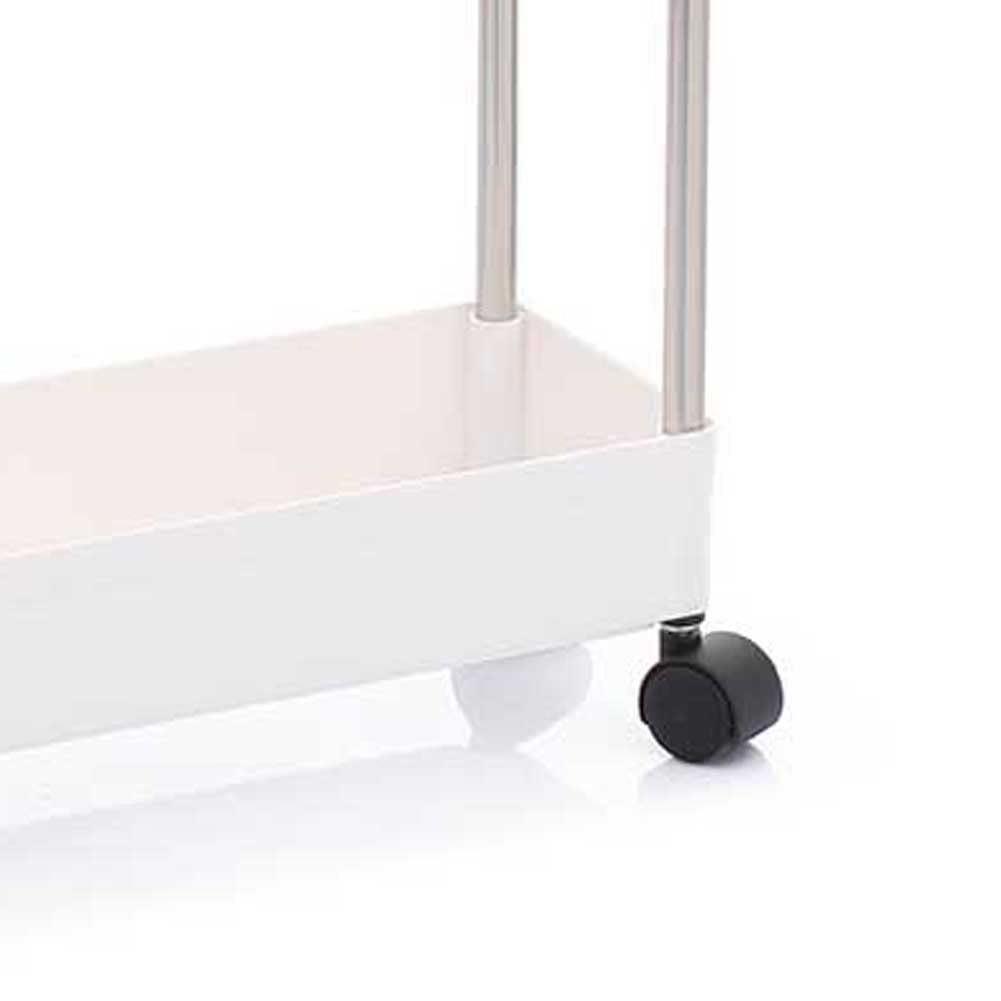 BAKAJI Carrello Carrellino Slim Stretto Sottile Salvaspazio Cucina Bagno Ripostiglio con Ripiani e 4 Ruote, Scaffale Portaoggetti Multiuso con Rotelle (3 Ripiani)