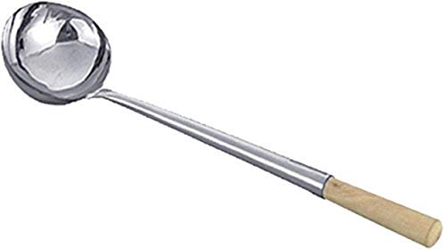 JADE TEMPLE Schöpfkelle für den Wok, stainless steel, Gesamtlänge 47 cm, 12 cm Durchmesser, mit Holzgriff, 1 x Schöpfkelle JADE TEMPLE Schöpfkelle für den Wok, stainless steel, Gesamtlänge 47 cm, 12 cm Durchmesser, mit Holzgriff, 1 x Schöpfkelle