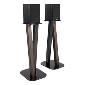 EXIMUS One Pair Fixed Height Universal Speaker Floor Stands – Espresso Black – 600 Series