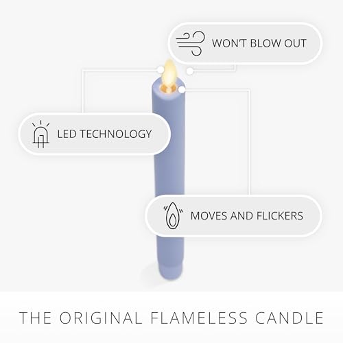 Image of Luminara - Flameless LED Battery Operated Flickering Taper Candles - Cornflower Blue - Pack of 2, 1 inch x 9.75 inch Realistic Moving Flame Wax Unscented