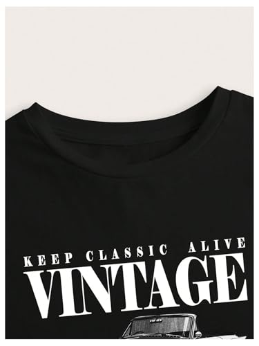 SOLY HUX Women's Graphic Tees Letter Car Print Crop Tops Short Sleeve Crew Neck Summer T Shirt3