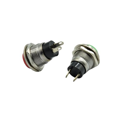 Interruptor pulsador de 12 mm para paneles de control, botón verde con reinicio manual 4