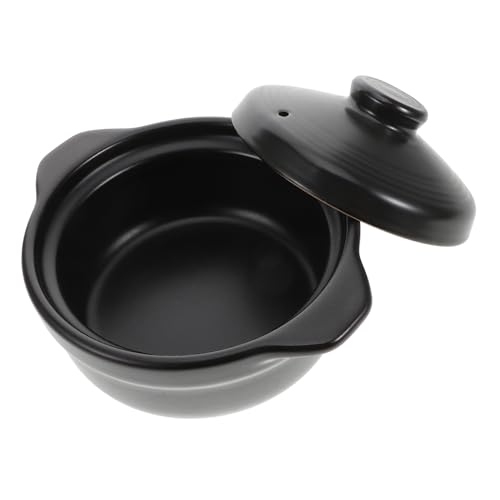 Ciieeo Casseruola in Ceramica 1,26l Doppio Manico e Coperchio, Pentola Per Stufati Casalinghi Resistente Ad Alte Temperature, Facile Da Pulire e Per Riso Brasato e Zuppa